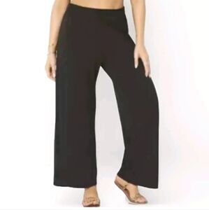 Swimsuits For All Wide Leg Pants Woman Plus 30/32W Black High Waisted Beach Pool